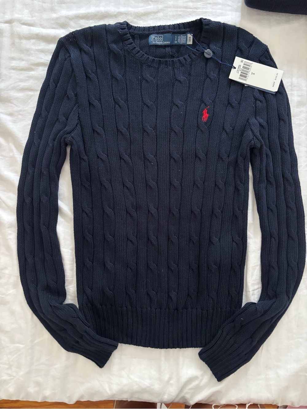 Polo by Ralph Lauren women’s navy Cable-Knit Crewneck Sweater